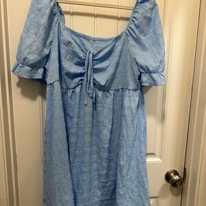 Light Blue Puff Sleeve Dress